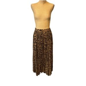Women's Maxi Skirt Leopard Animal Cheetah Print Pleated Lined Size Small EUC